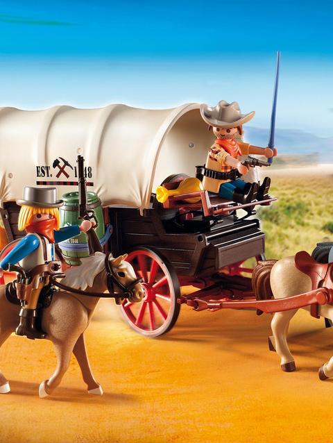 Covered Wagon with Raiders