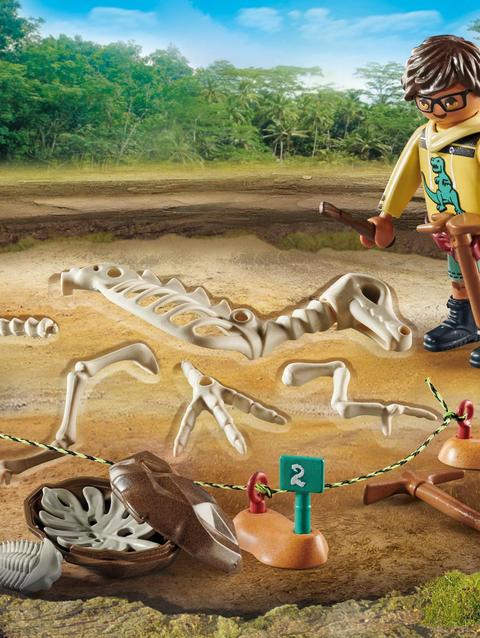 Archaeological Dig with Dinosaur Skeleton